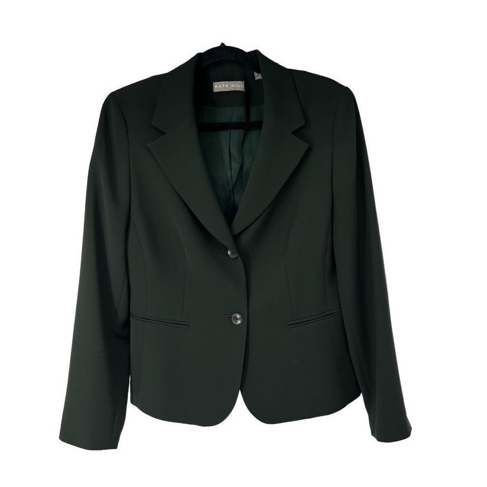 Kate Hill Mint Julep Two Button Closure Blazer Women’s 10 NWT Dark Green